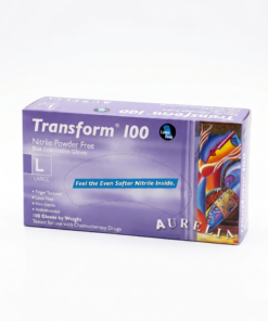 Aurelia Transform 100 Nitrile Examination Gloves - Powder-Free, Teal/Blue