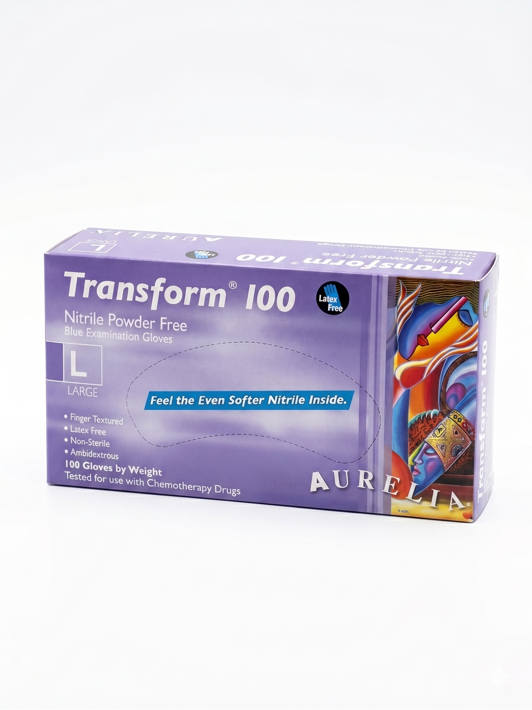 Aurelia Transform 100 Nitrile Examination Gloves - Powder-Free, Teal/Blue