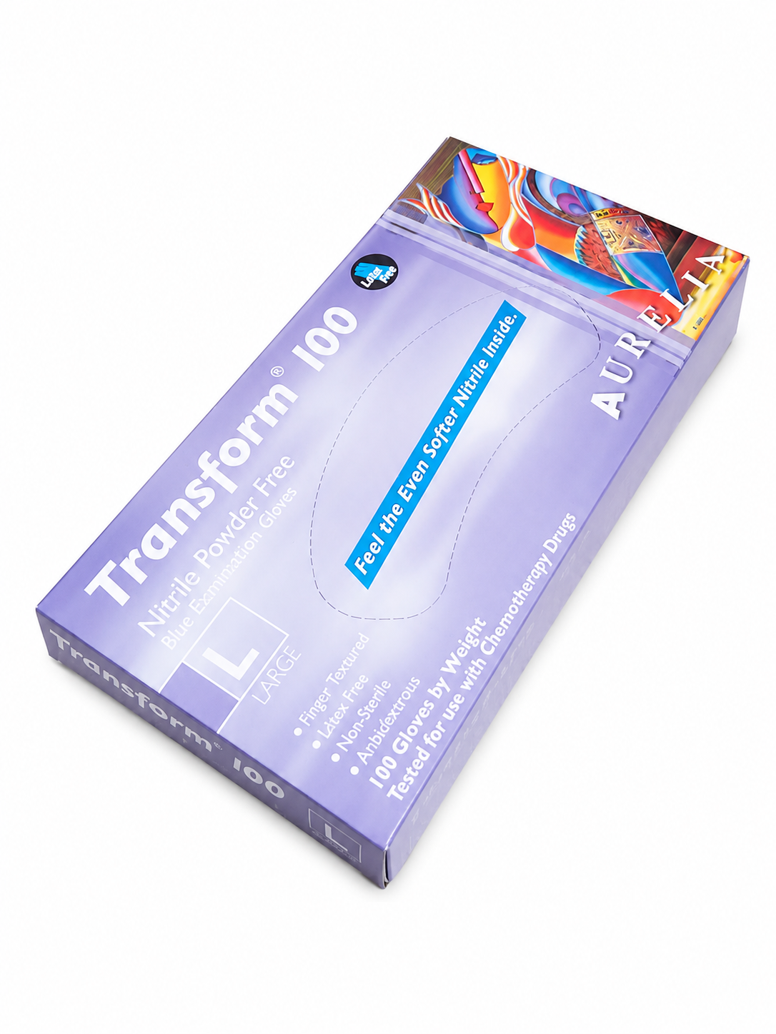 Aurelia Transform 100 Nitrile Examination Gloves - Powder-Free, Teal/Blue - Image 2