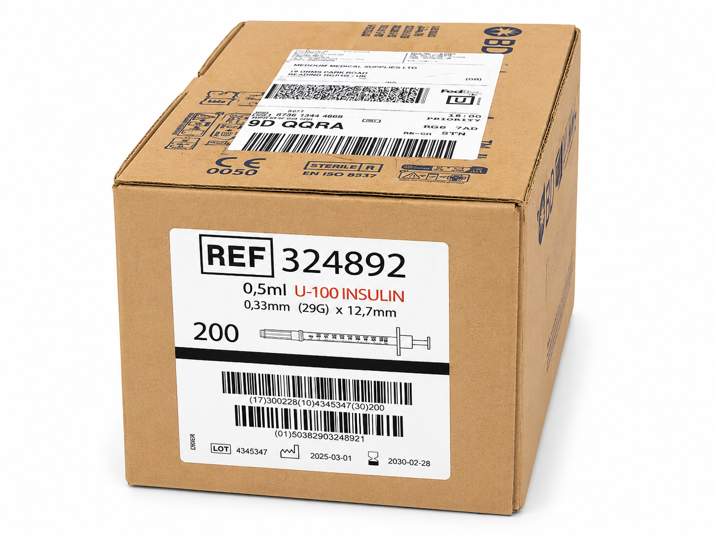 BD Micro-Fine+ 0.5ml Insulin Needles with Syringes 29G x 12.7mm – Individually wrapped 324892